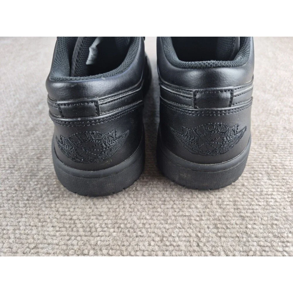 Nike Air Jordan 1 Low Sneakers Men Sz 12 Triple Black Leather Shoes 553558-093